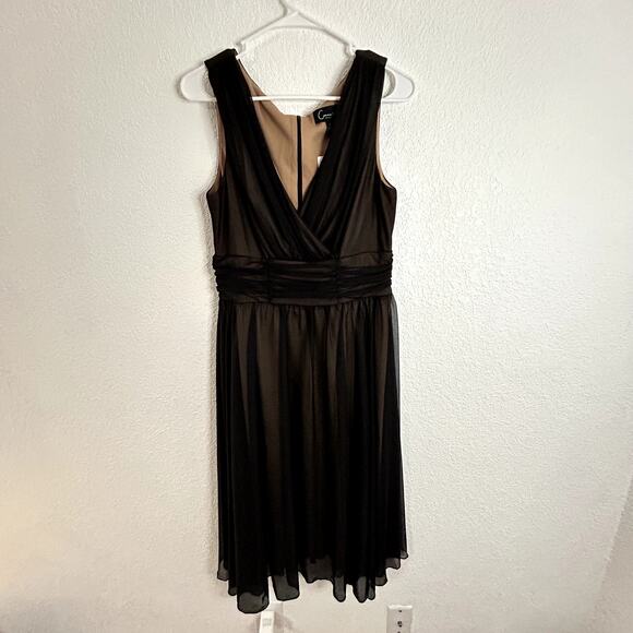 Connected Apparel Womens Black Gold Sleeveless Evening Gown Chiffon Sz 14 NWT - Picture 2 of 13